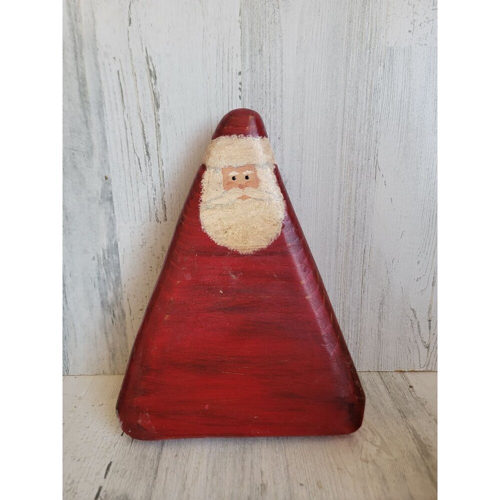Vintage wooden triangle Santa unique home decor figure Xmas